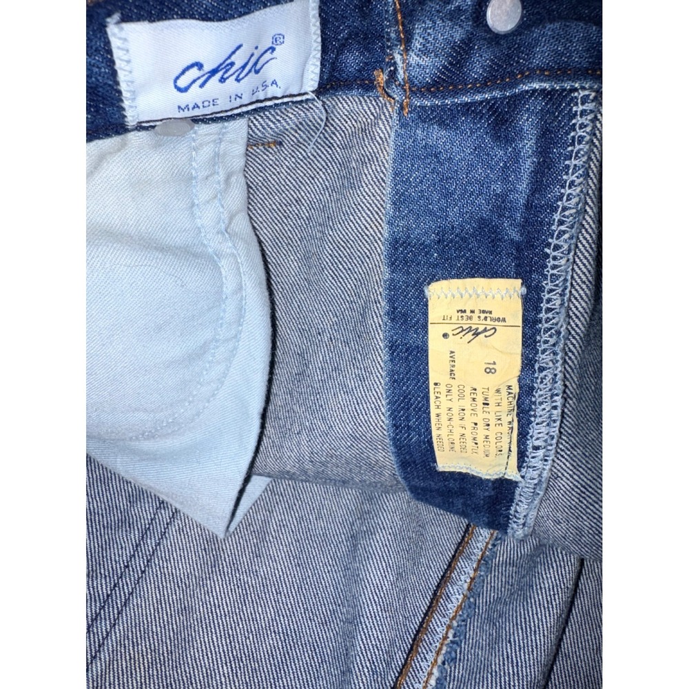 Vintage Chic High Waisted Mom Jeans Blue Denim Made in USA Size 18 Tapered Leg - Picture 6 of 9